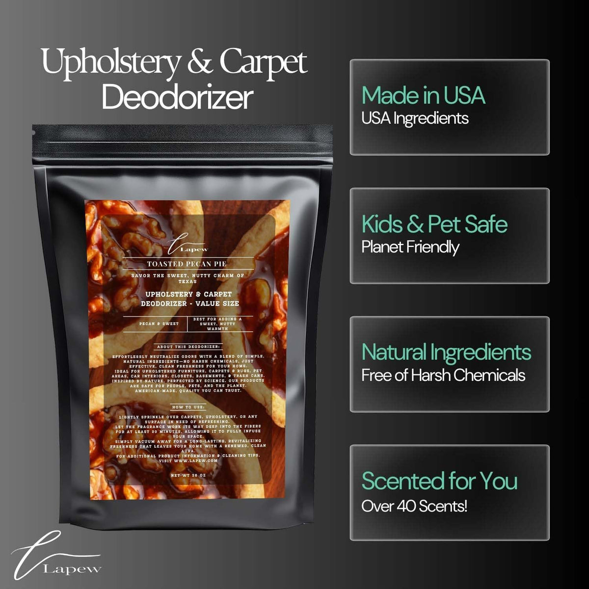 Toasted Pecan Pie Carpet Freshener Powder Refill 36 oz | Powerful Odor Eliminator for Home |