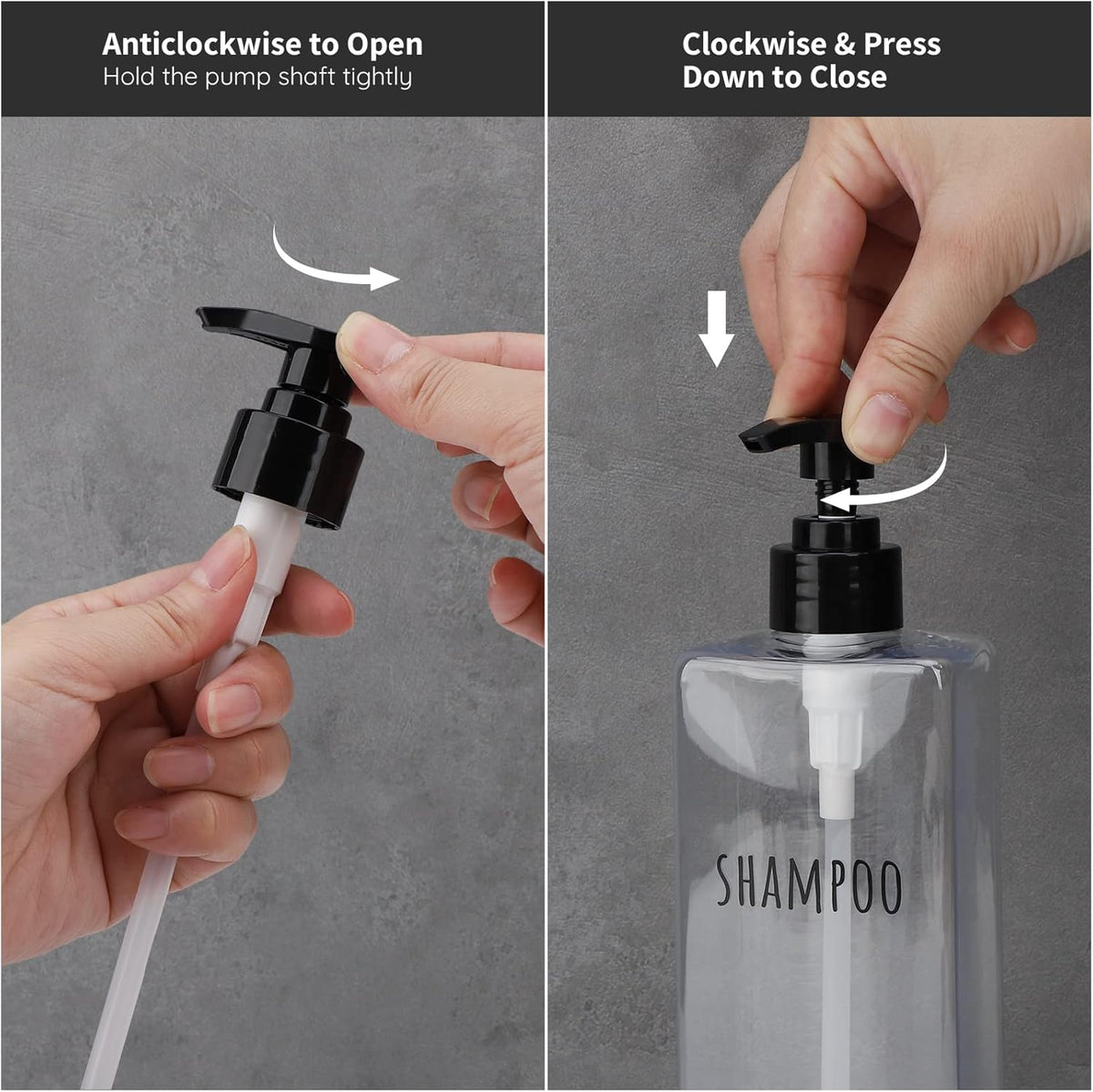 Segbeauty Clear Square Shampoo Bottles, 3pcs 16.9oz Refillable Plastic Lotion Dispenser with Pump