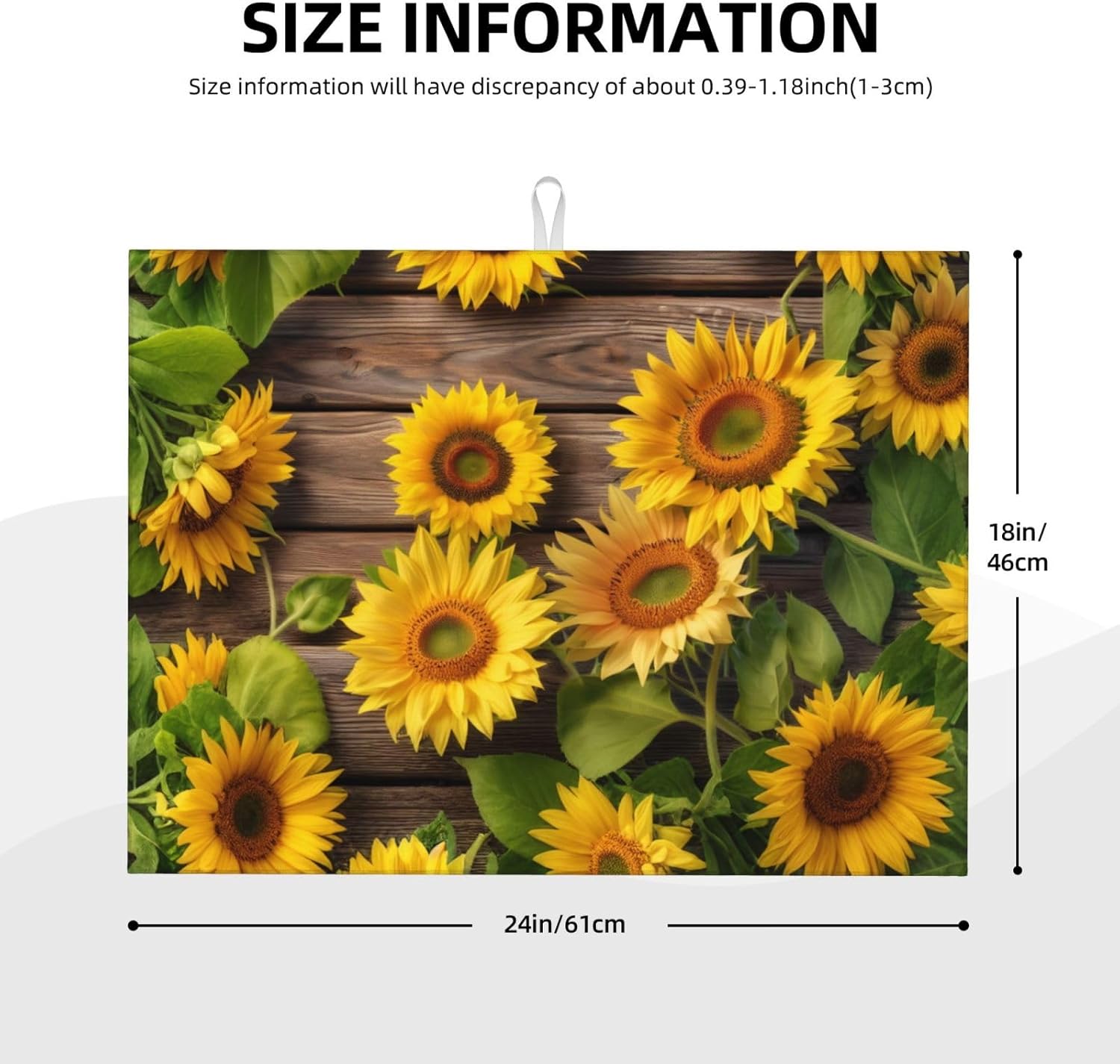 Sunflower Dish Drying Mat for Kitchen Counter Protector and Decoration Super Absorbent Double Sided