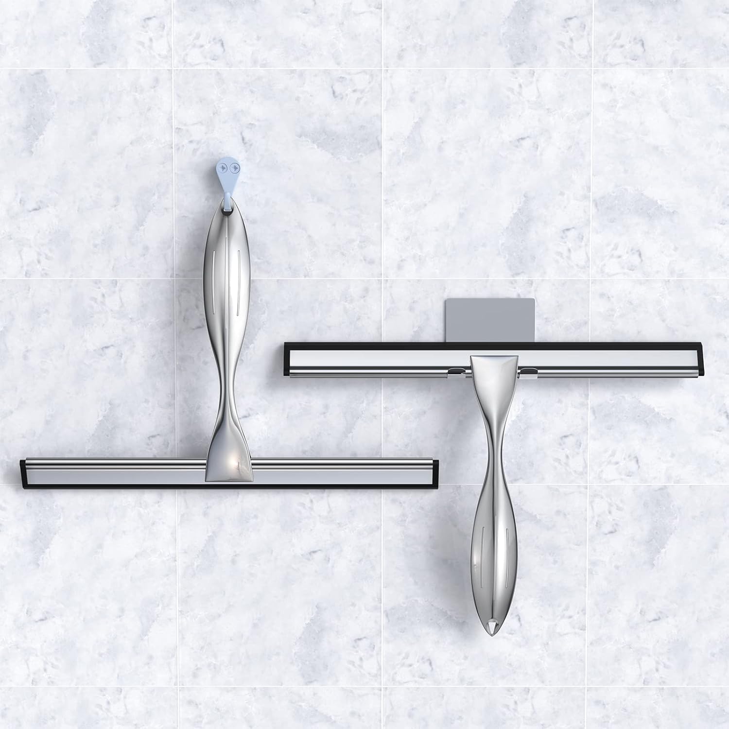 Shower Squeegee Set, 10-Inch Stainless Steel Squeegee for Bathroom, Shower Doors, Mirrors, Tiles