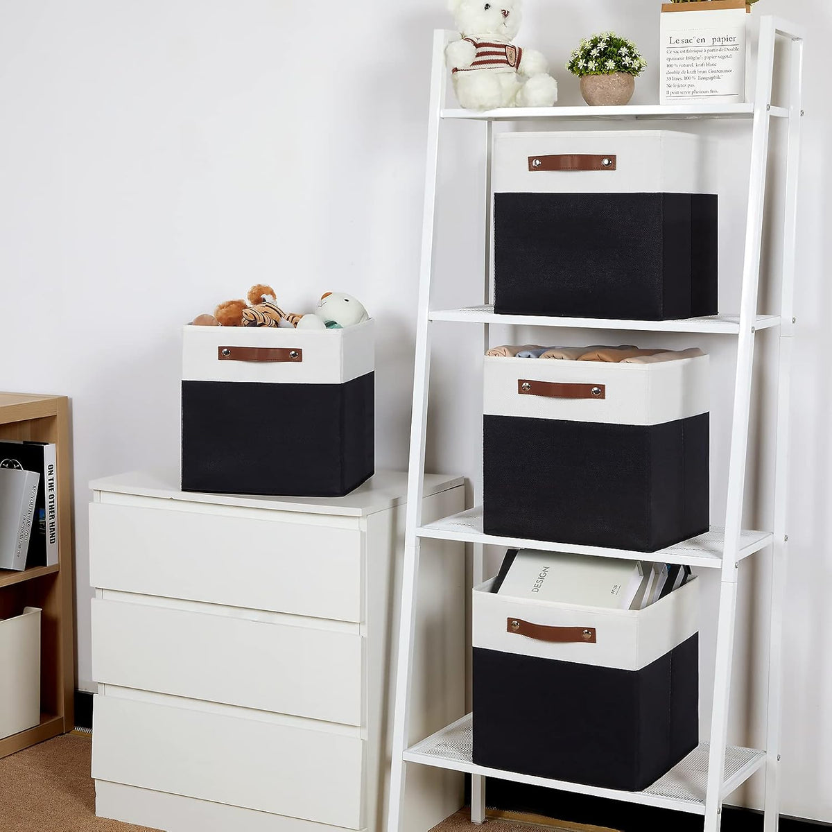 Temary Foldable Storage Cubes Set of 4 - Organizers with Handles, Decorative Storage Boxes for