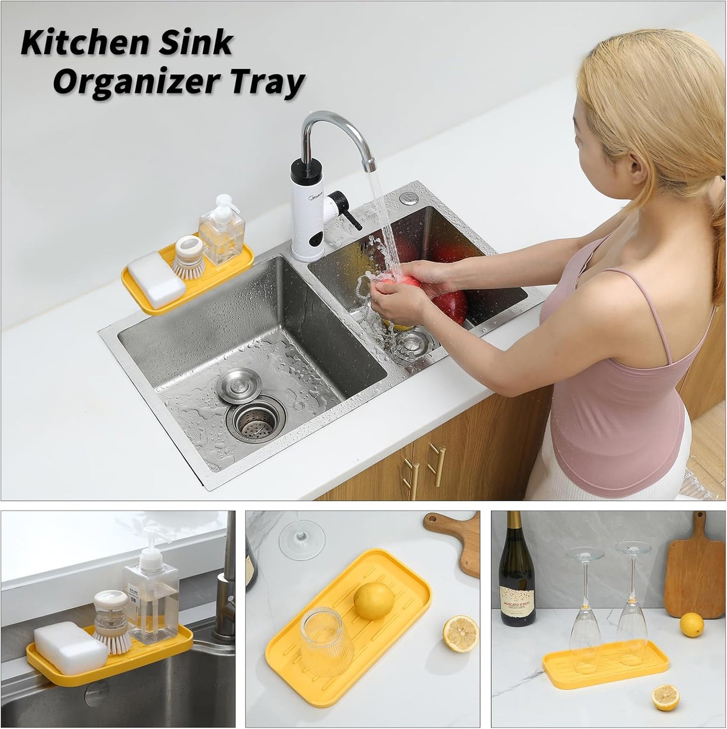 Silicone Kitchen Sink Organizer Tray for Multiple Usage,Easy Clean,Eco-Friendly Sponges Holder for
