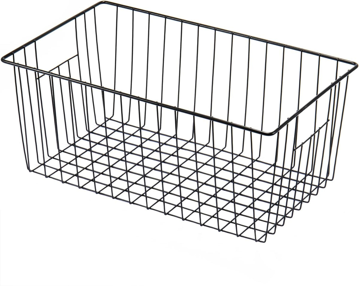 16inch Freezer Storage Organizer Baskets, Refrigerator Metal Wire Basket Bins with Handles for