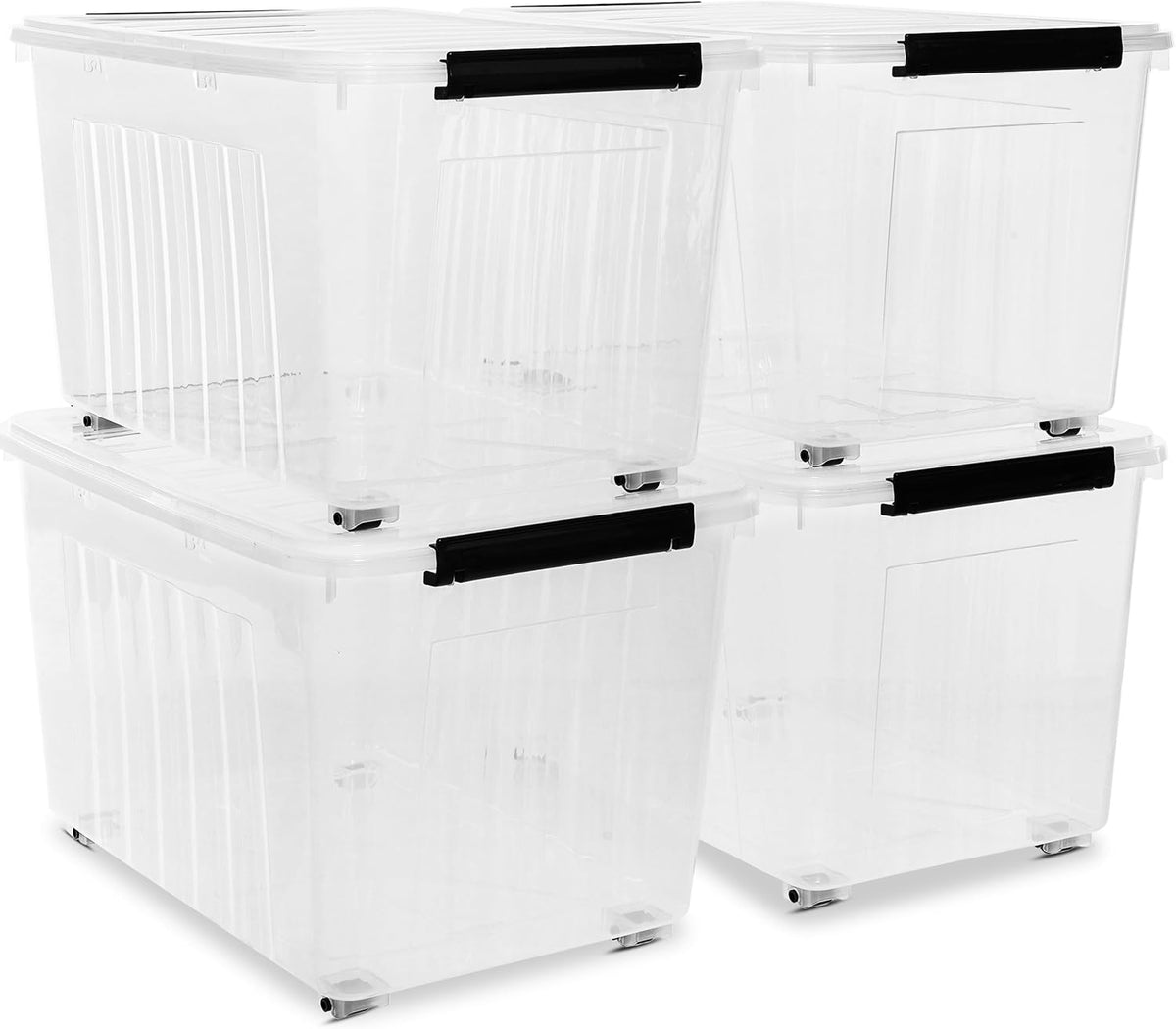 Citylife 82 QT Clear Plastic Storage Bins with Lids Stackable and Nestable Storage Boxes with Lids