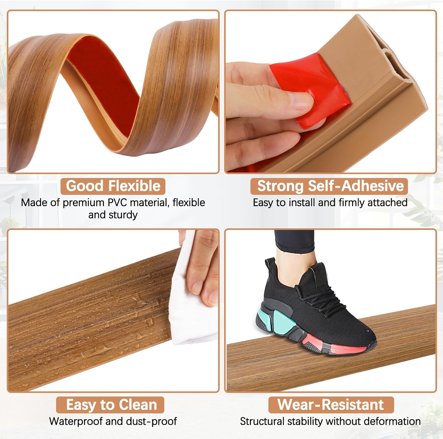 Vinyl Door Threshold Flooring Transition Strip Self Adhesive Carpet Edging Strip for Laminate