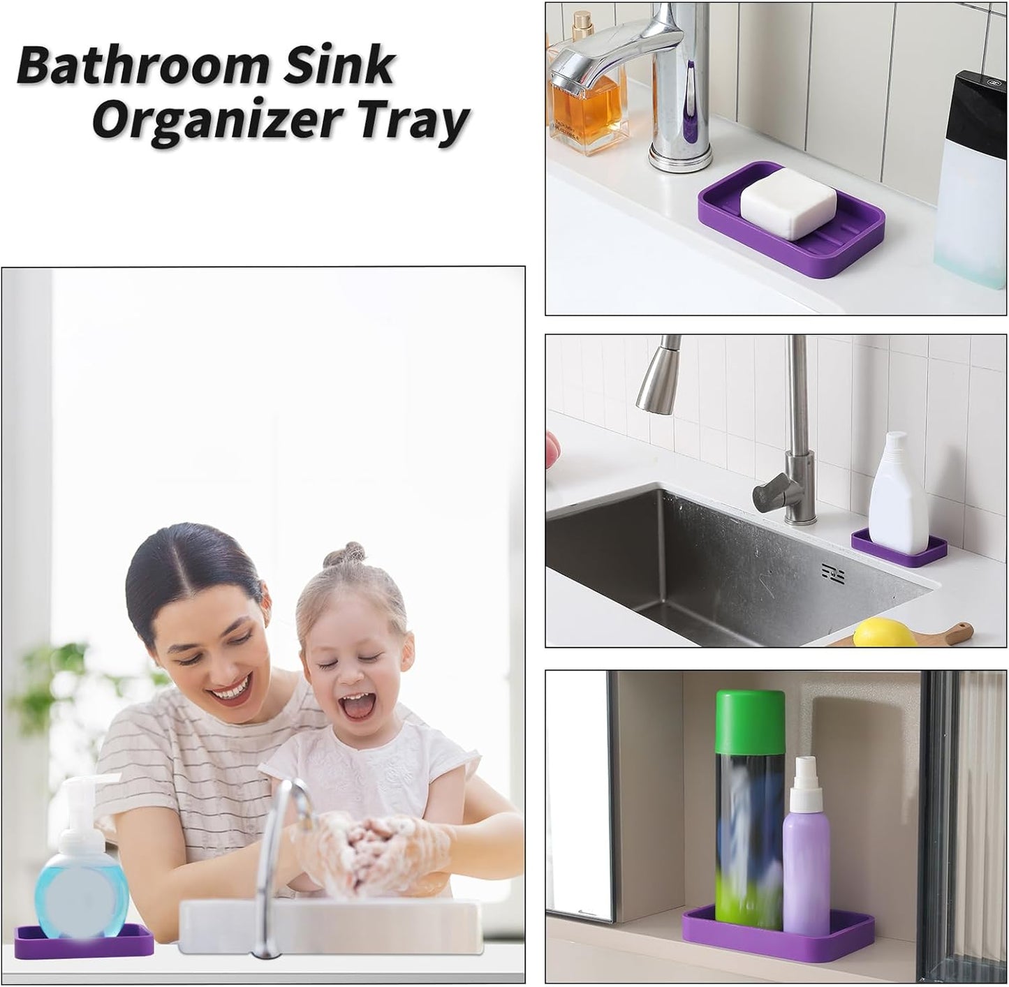 Silicone Kitchen Sink Organizer Tray for Multiple Usage,Easy Clean Sponges Holder for Kitchen