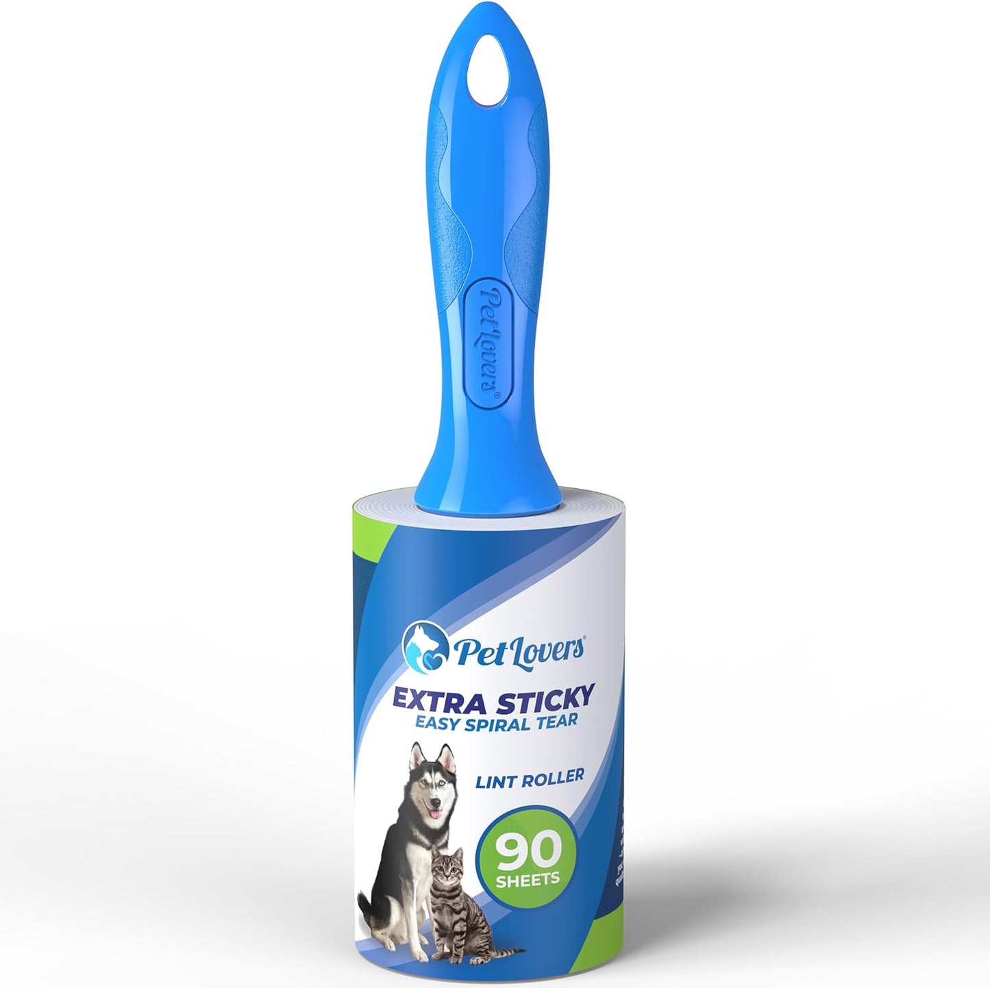 PetLovers Extra Sticky Lint Roller Single Unit 90 Sheets for Pet Hair Removal, Dog and Cat Lint