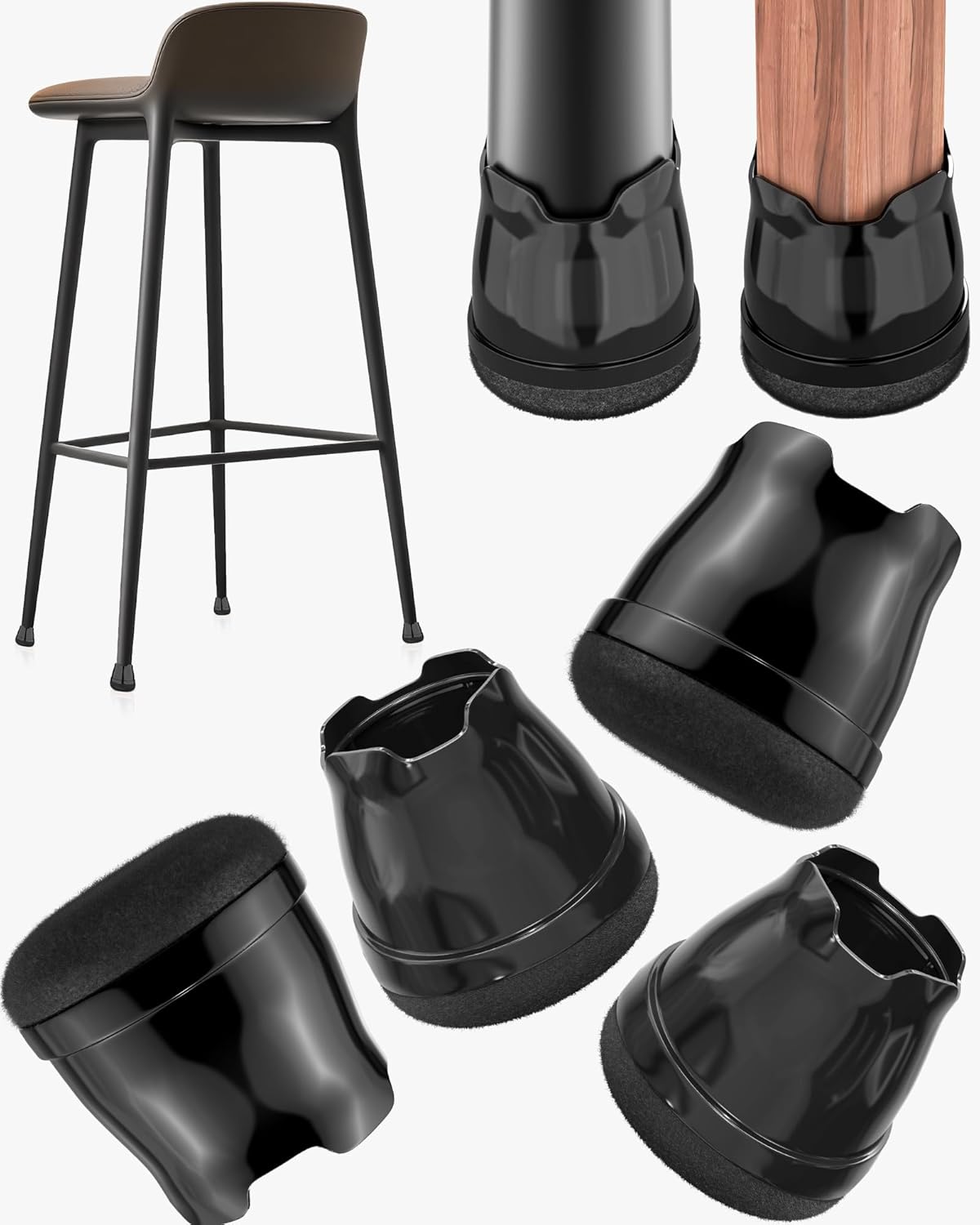 24-Pack Silicone Chair Leg Floor Protectors for Hardwood Floors -Felt Furniture Pads, Rubber Chair