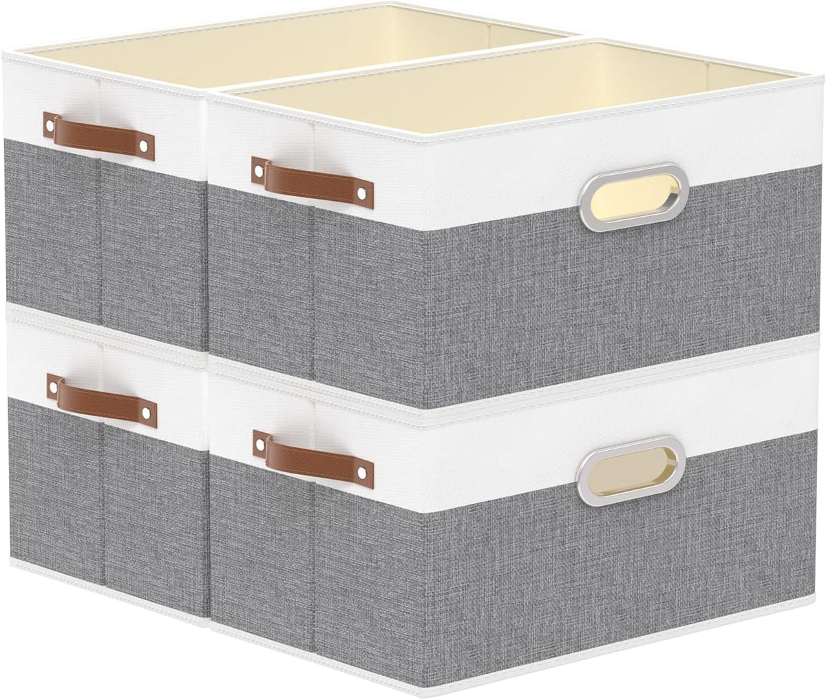 Yawinhe Foldable Storage Baskets for Shelves, Fabric Closet Organizers, Bins with 3 Handles, Cubes