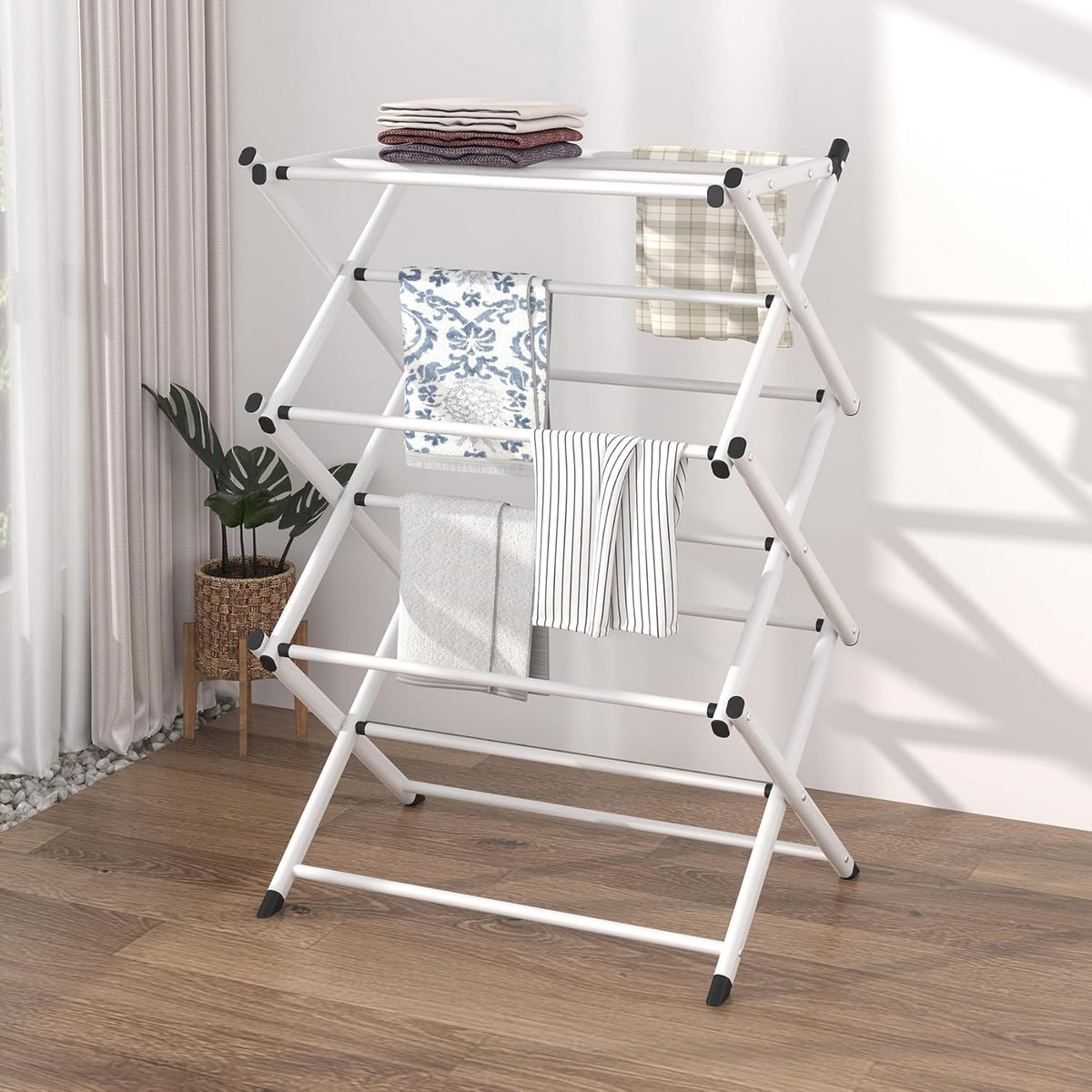 Household Indoor Folding Clothes Drying Rack, Dry Laundry and Hang Clothes,Towel Rack for Storage