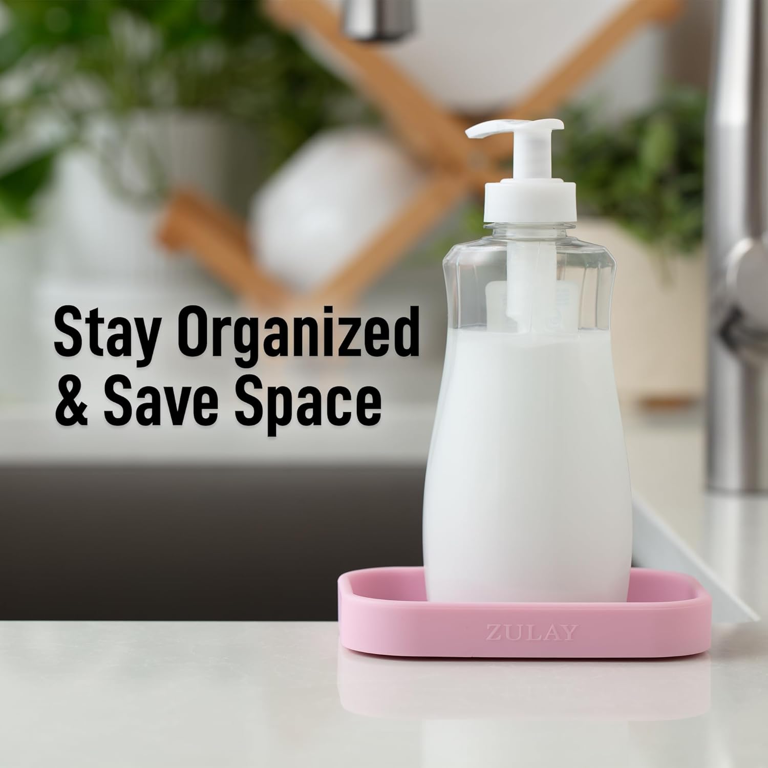 Zulay Kitchen Small Silicone Sponge Holder (4.9x3.3”) – Space-Saving Sink Organizer Tray for