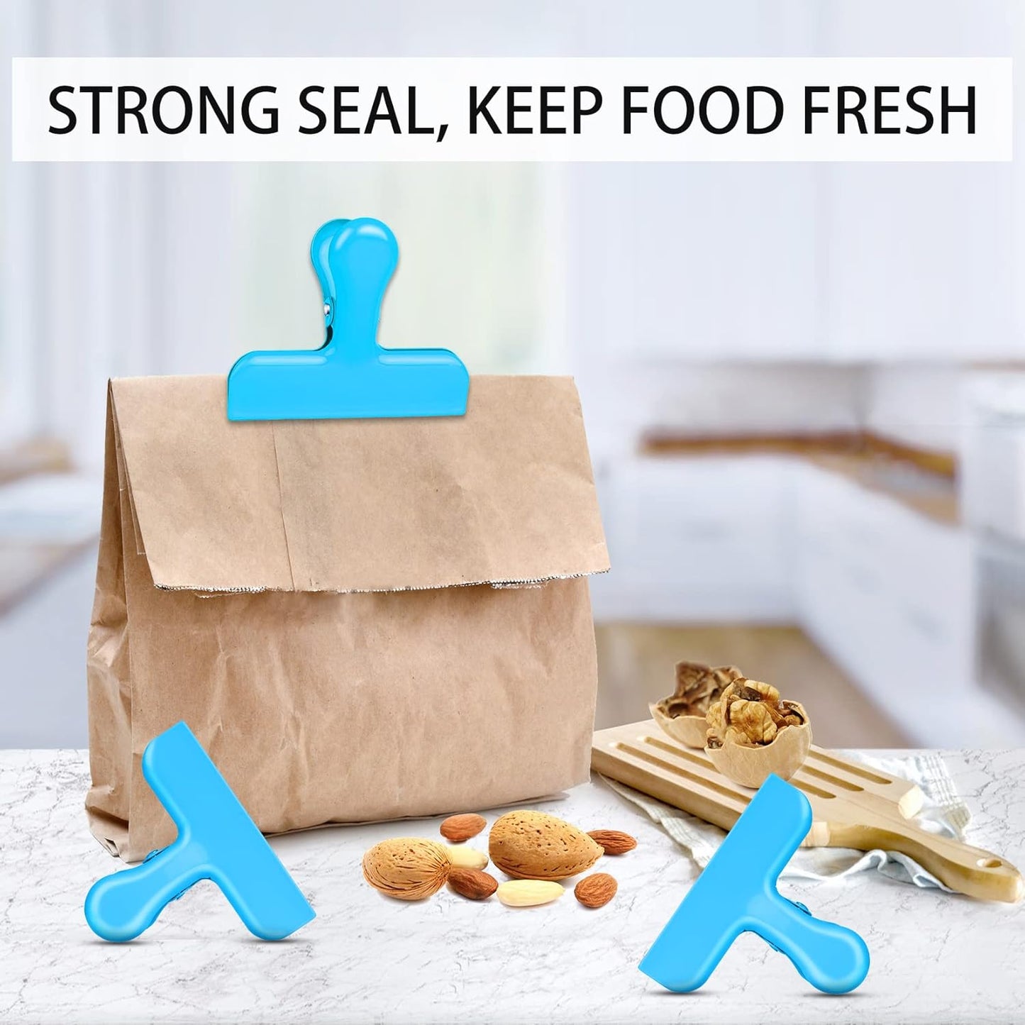Bag Clips Heavy Duty Stainless Steel Chip Clips, Food Bags Clamp Great for Kitchen Office to Seal