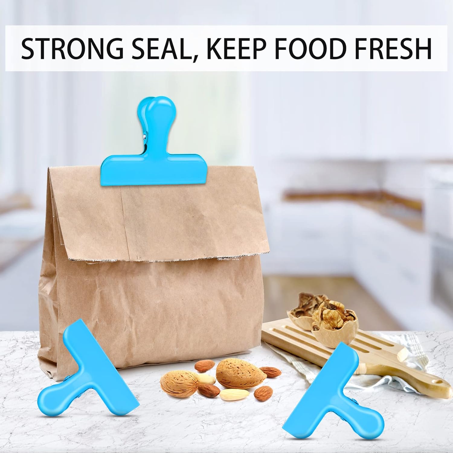 Bag Clips Heavy Duty Stainless Steel Chip Clips, Food Bags Clamp Great for Kitchen Office to Seal