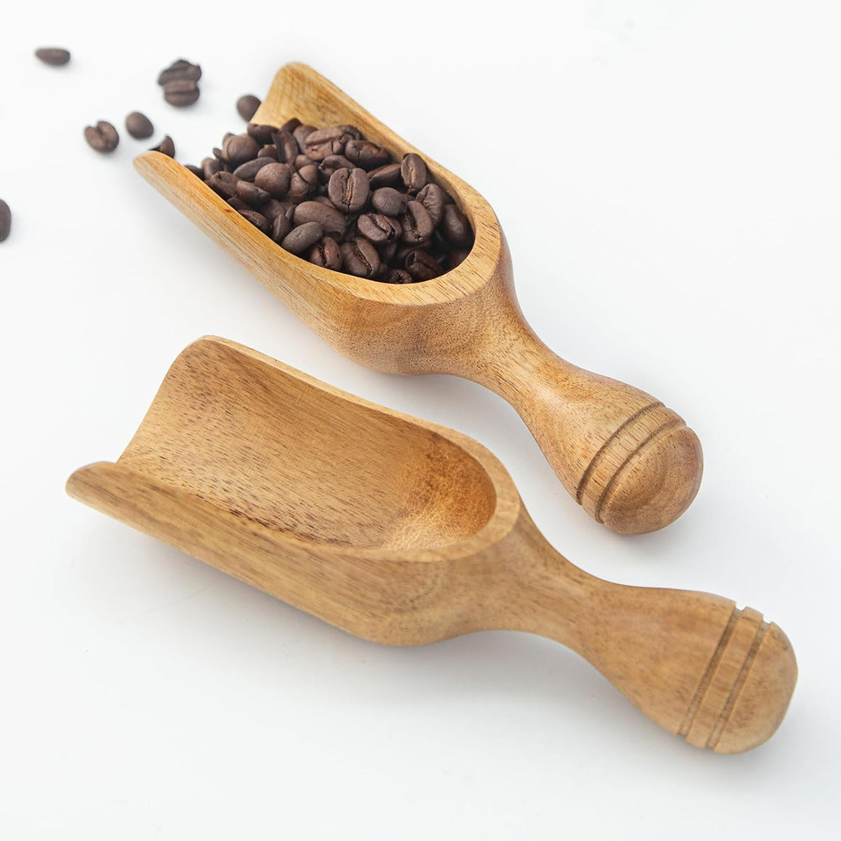 Big Coffee Scoop Shovel, 2pcs Wooden Scoop for Jars, Acacia Large Ground Coffee Scoop 5.9″