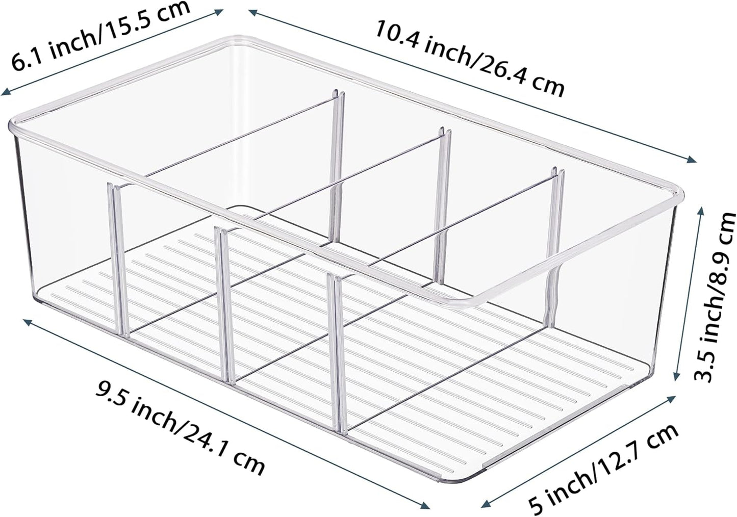 Vtopmart 4 Pack Food Storage Organizer Bins, Clear Plastic Bins for Pantry, Kitchen, Fridge