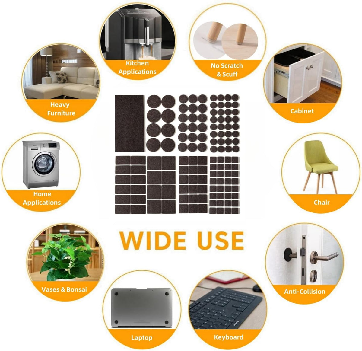 Felt Furniture Pads for Hardwood Floors 129 Piece, Furnigear Anti Scratches Felt Pads for Round