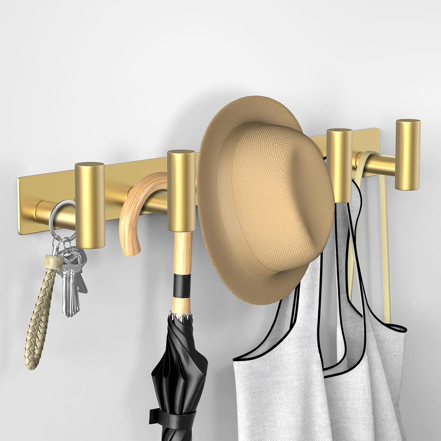 VAEHOLD Hat and Coat Wall Mount Rack - Hooks for Robes, Bags, Keys, and Towels - Bathroom Towel