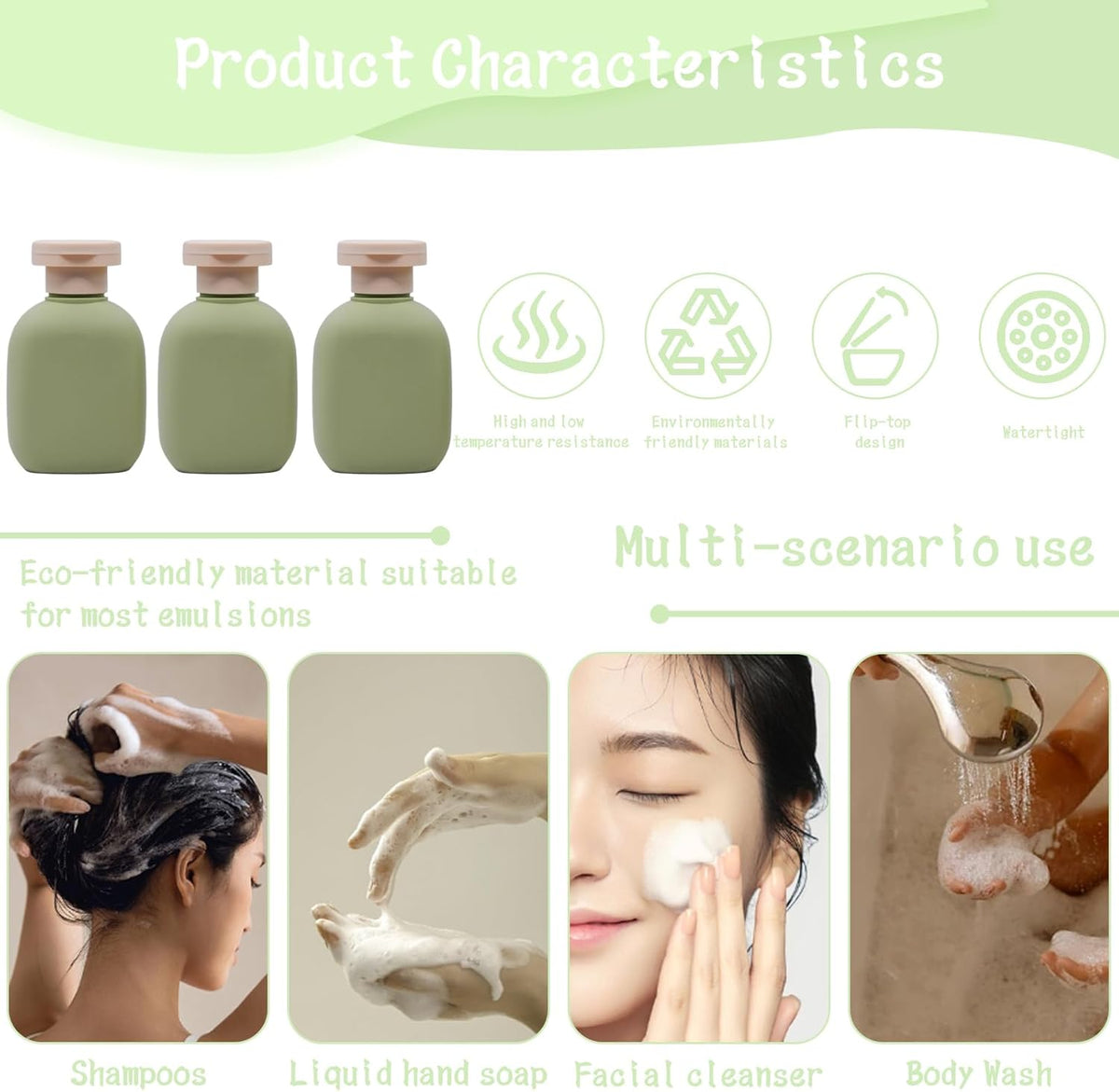 3.4 oz Leak-Proof Travel Bottles (5 Pack) - Plastic Squeeze Containers for Shampoo, Toiletries &