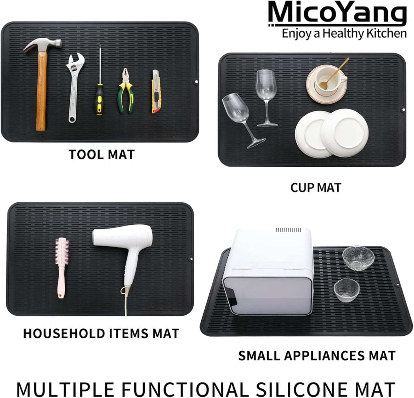 Silicone Dish Drying Mat for Multiple Usage,Easy clean,Eco-friendly,Heat-resistant Silicone Mat for