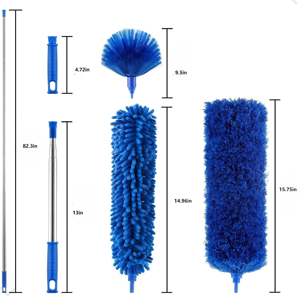 Duster, Microfiber Dusters with 2 Handle Sets, Durable 15-98.1 Inches Long Telescopic Rod