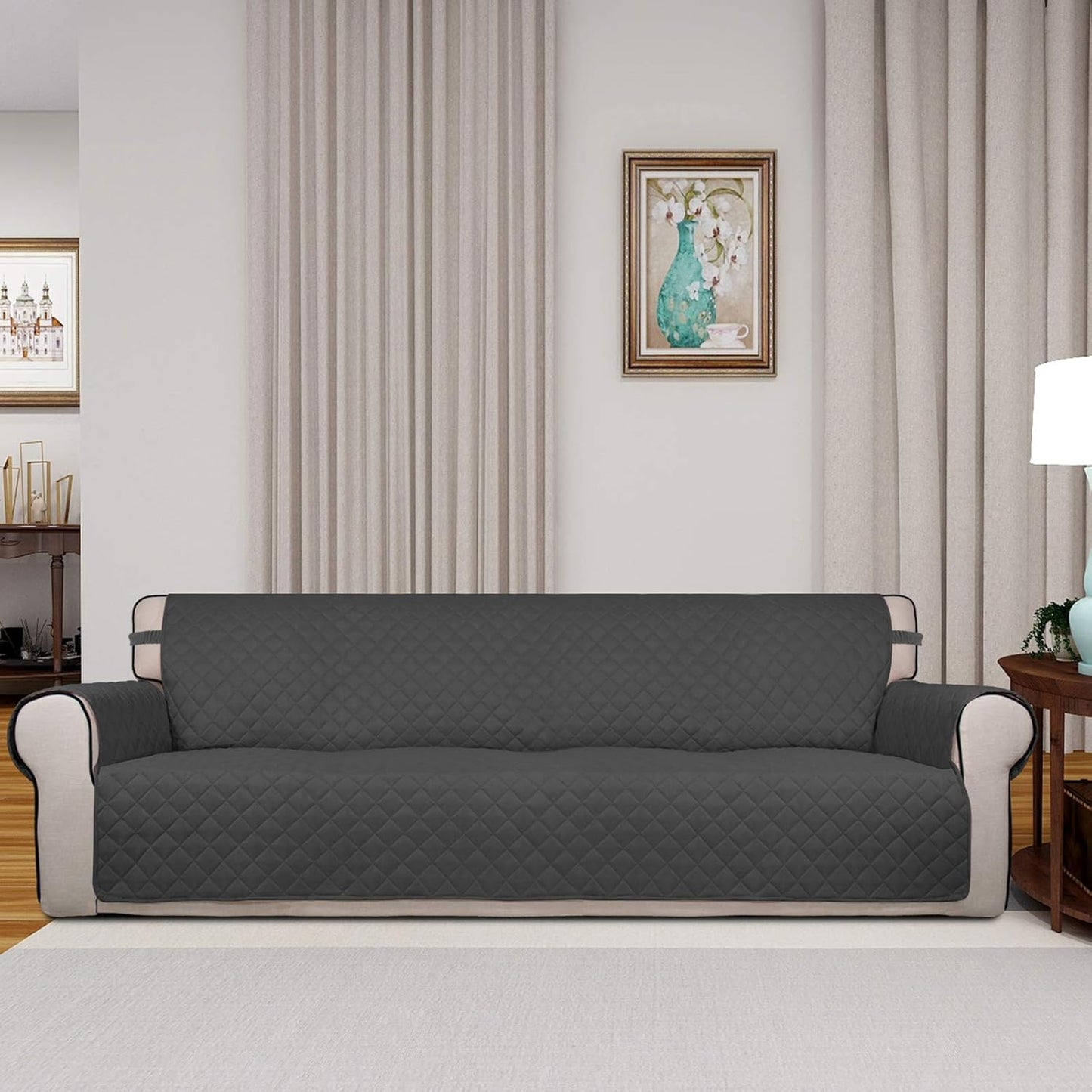 PureFit Reversible Quilted Sofa Cover, Water Resistant Slipcover Furniture Protector, Washable