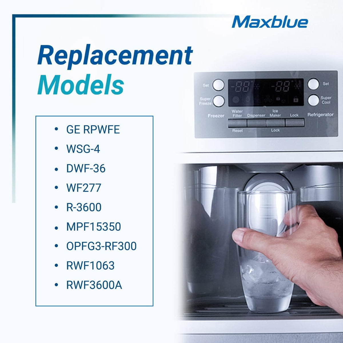 Maxblue Replacement for GE® RPWFE®, RPWF (with CHIP) Refrigerator Water Filter, Compatible with