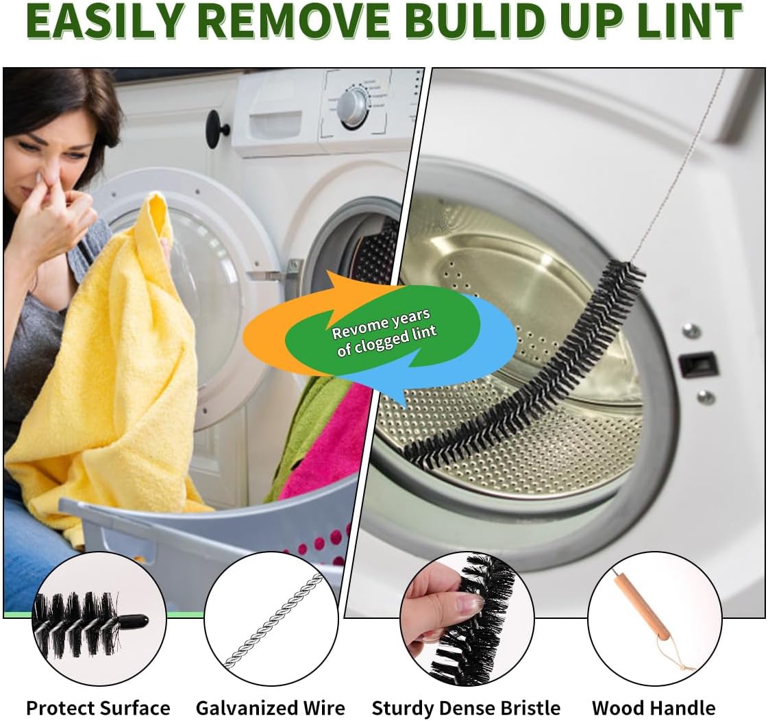 Dryer Lint Brush Vent Cleaner 30 inch Refrigerator Coil Cleaning Brushes Clothes Trap Duct Remover