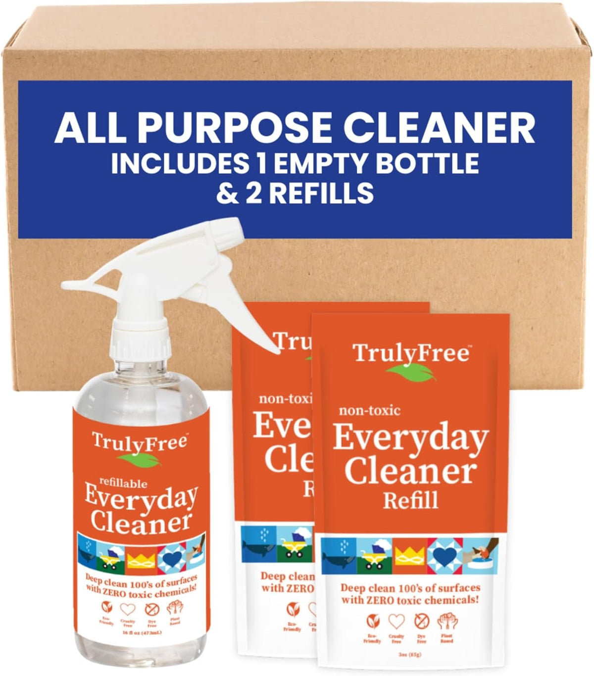 Truly Free Everyday Cleaner - Multipurpose Cleaner Spray, Kitchen Counter Cleaner, Natural Cleaning