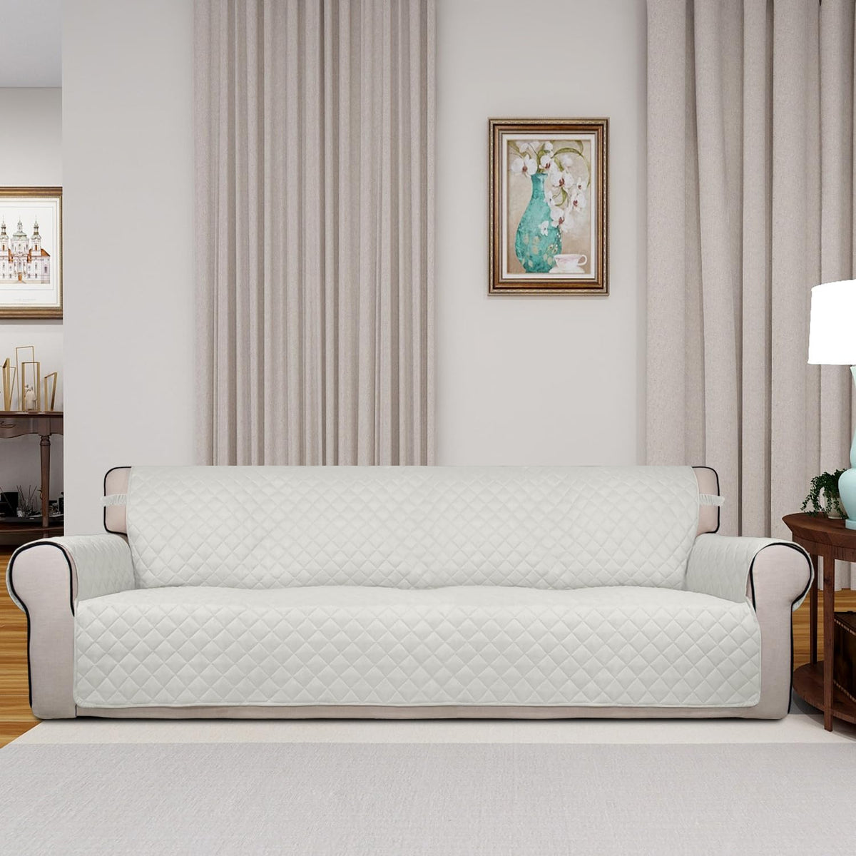 PureFit Reversible Quilted Sofa Cover, Water Resistant Slipcover Furniture Protector, Washable