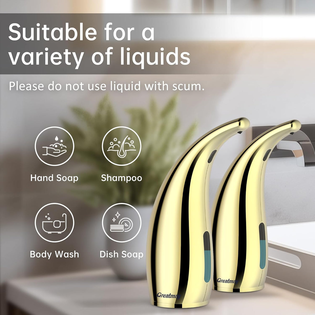 Adjustable Automatic Soap Dispenser Touchless, 4 Adjustable Levels Touchless Sensor Liquid Soap