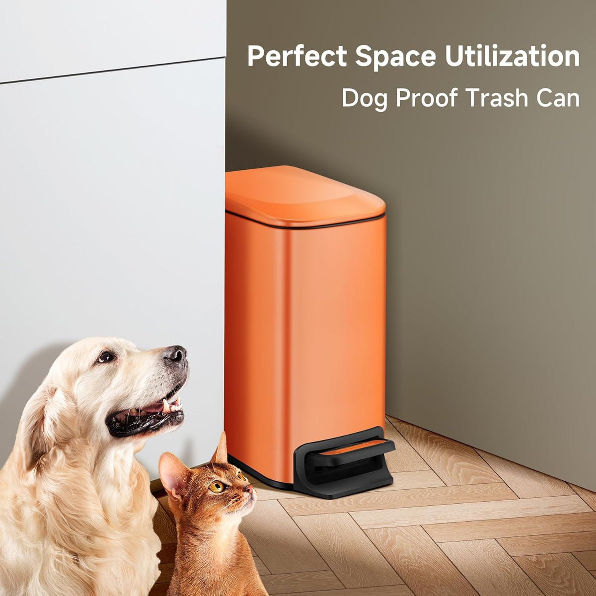 TIPGO Small Bathroom Trash Can with Lid Soft Close, 6 Liter / 1.6 Gallon Stainless Steel Garbage