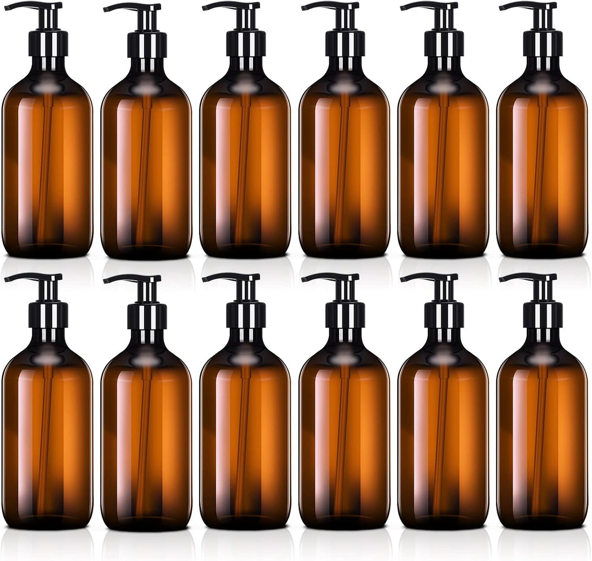 Tessco for you 12 Pack Amber Soap Dispenser Empty Plastic Pump Bottles Dispenser Refillable Shampoo