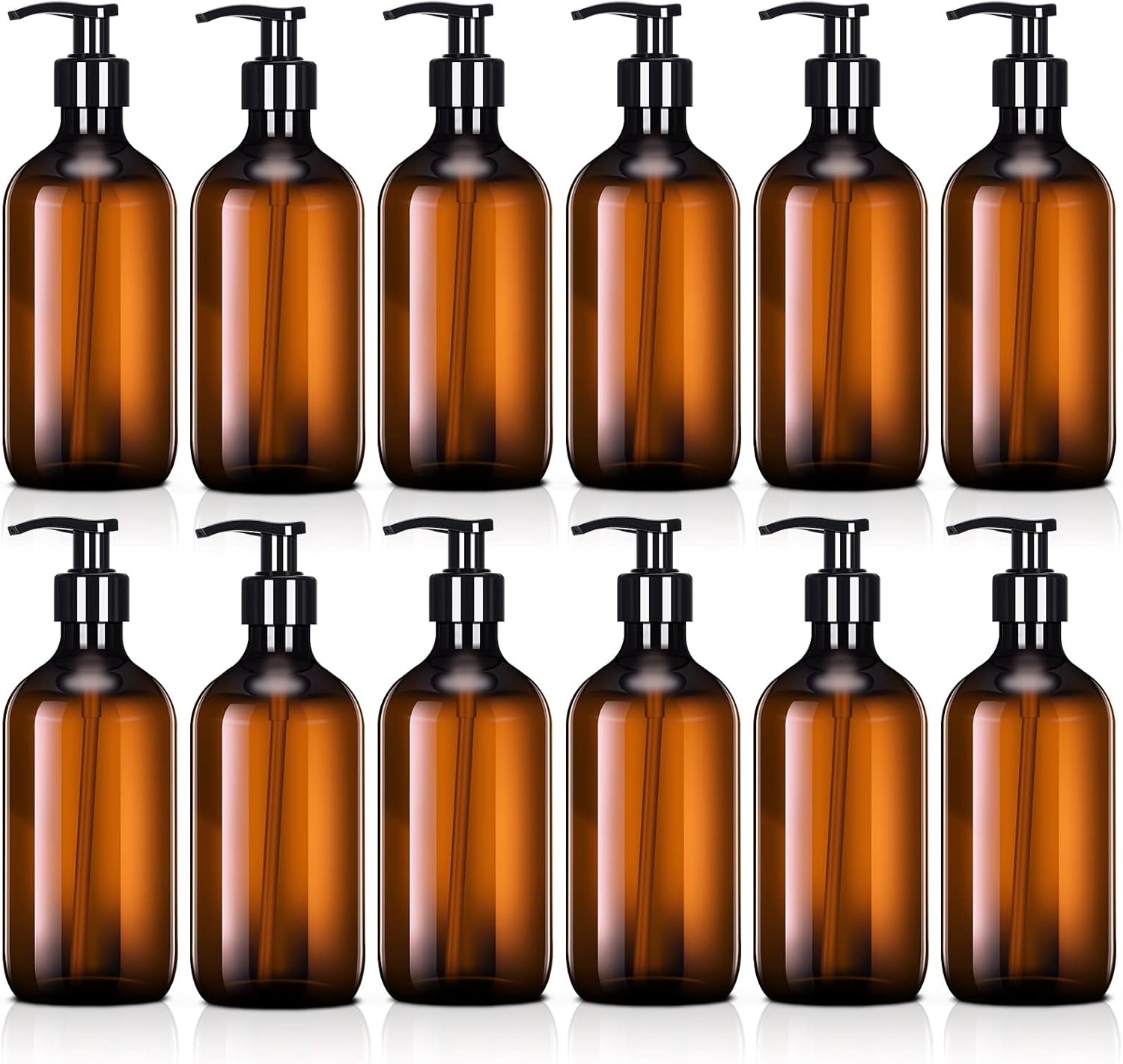 Tessco for you 12 Pack Amber Soap Dispenser Empty Plastic Pump Bottles Dispenser Refillable Shampoo