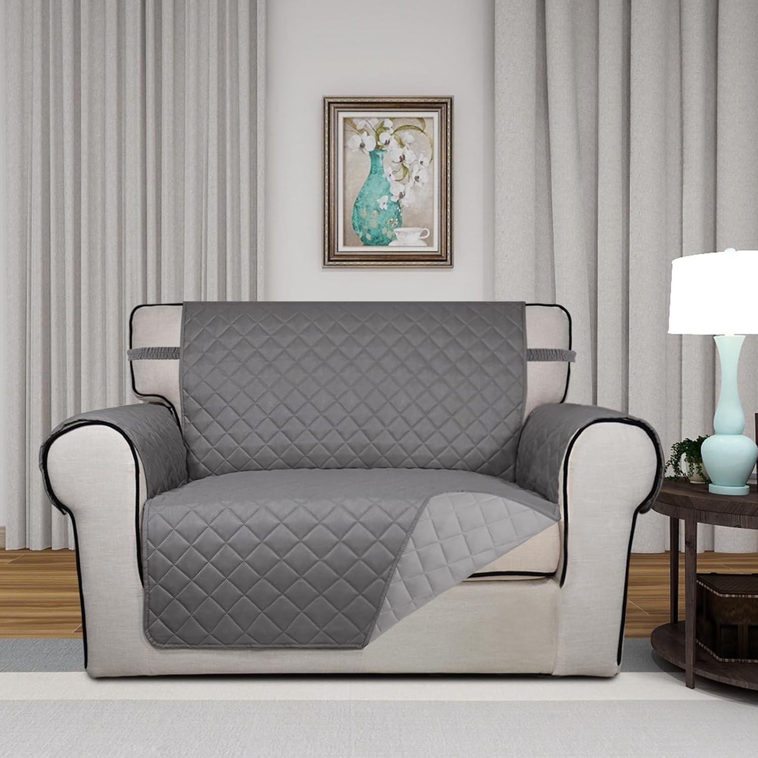 PureFit Reversible Quilted Sofa Cover, Water Resistant Slipcover Furniture Protector, Washable