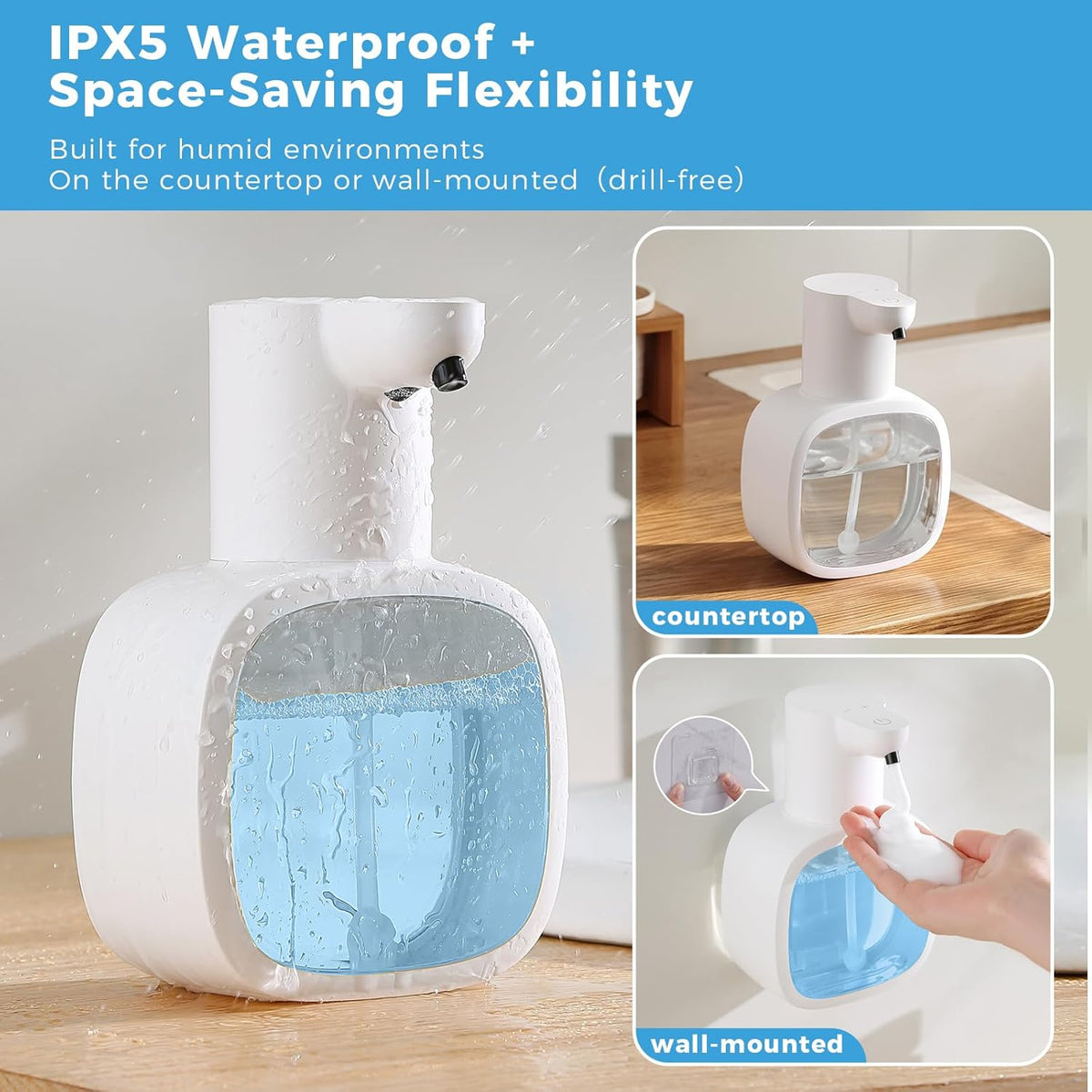 Automatic Foaming Soap Dispenser, 17oz/500ml Touchless Rechargeable with 4-Level Adjustable & IPX5