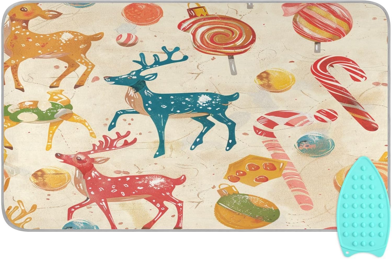Red Deer Christmas Sweet Ironing Mat Thickened Ironing Blanket Travel Portable Double-Side Using
