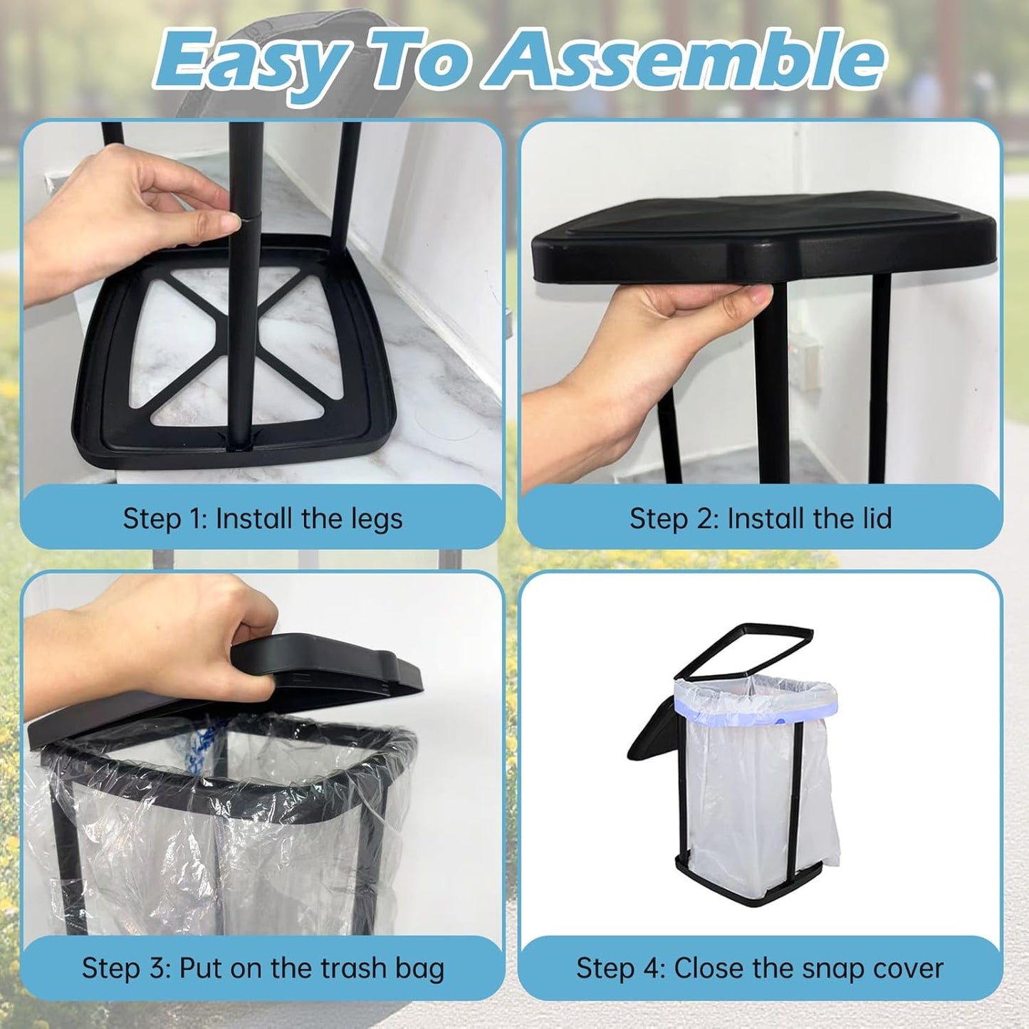 Collapsible Trash Bag Holder Portable Garbage Bin Holder Stand for Kitchen Outside 13 Gallon