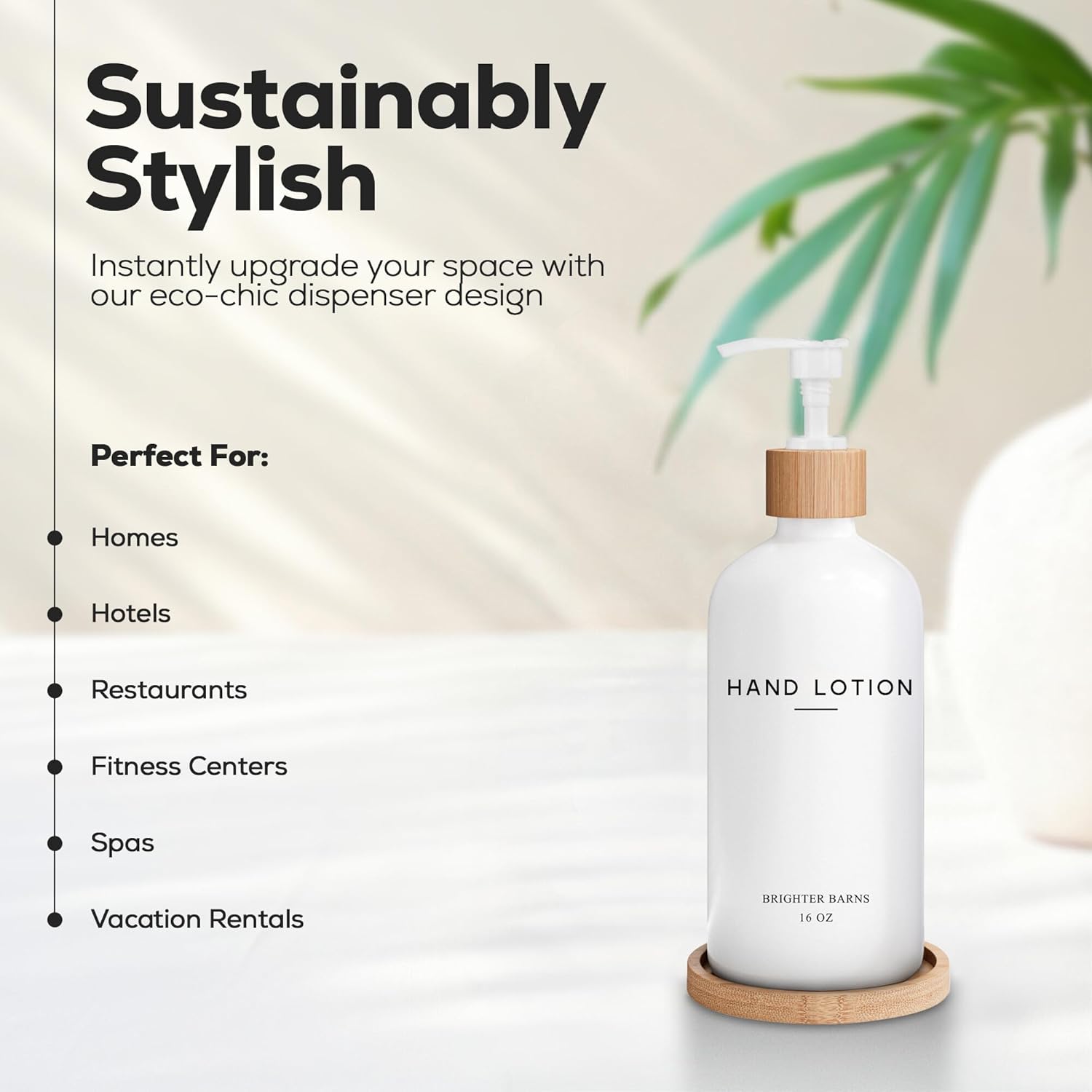 White Glass Lotion Dispenser with Pump Bathroom Set by Brighter Barns - Hand Lotion Dispenser with