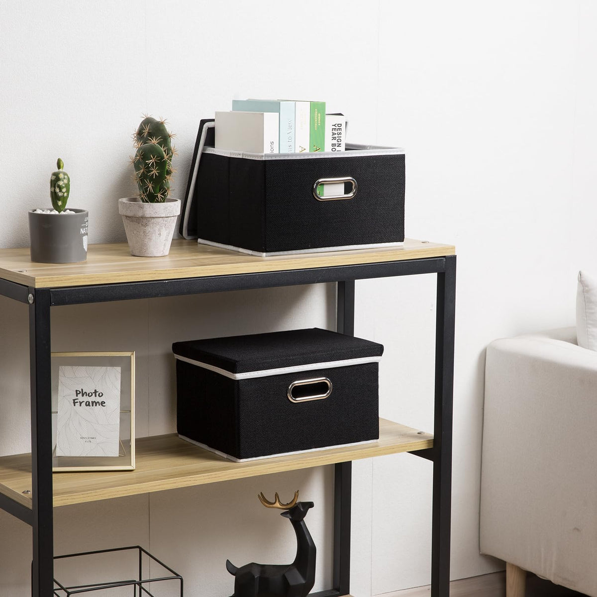 PRANDOM Storage Boxes with Lids [3-Pack] Fabric Collapsible Storage Bins Organizer Containers
