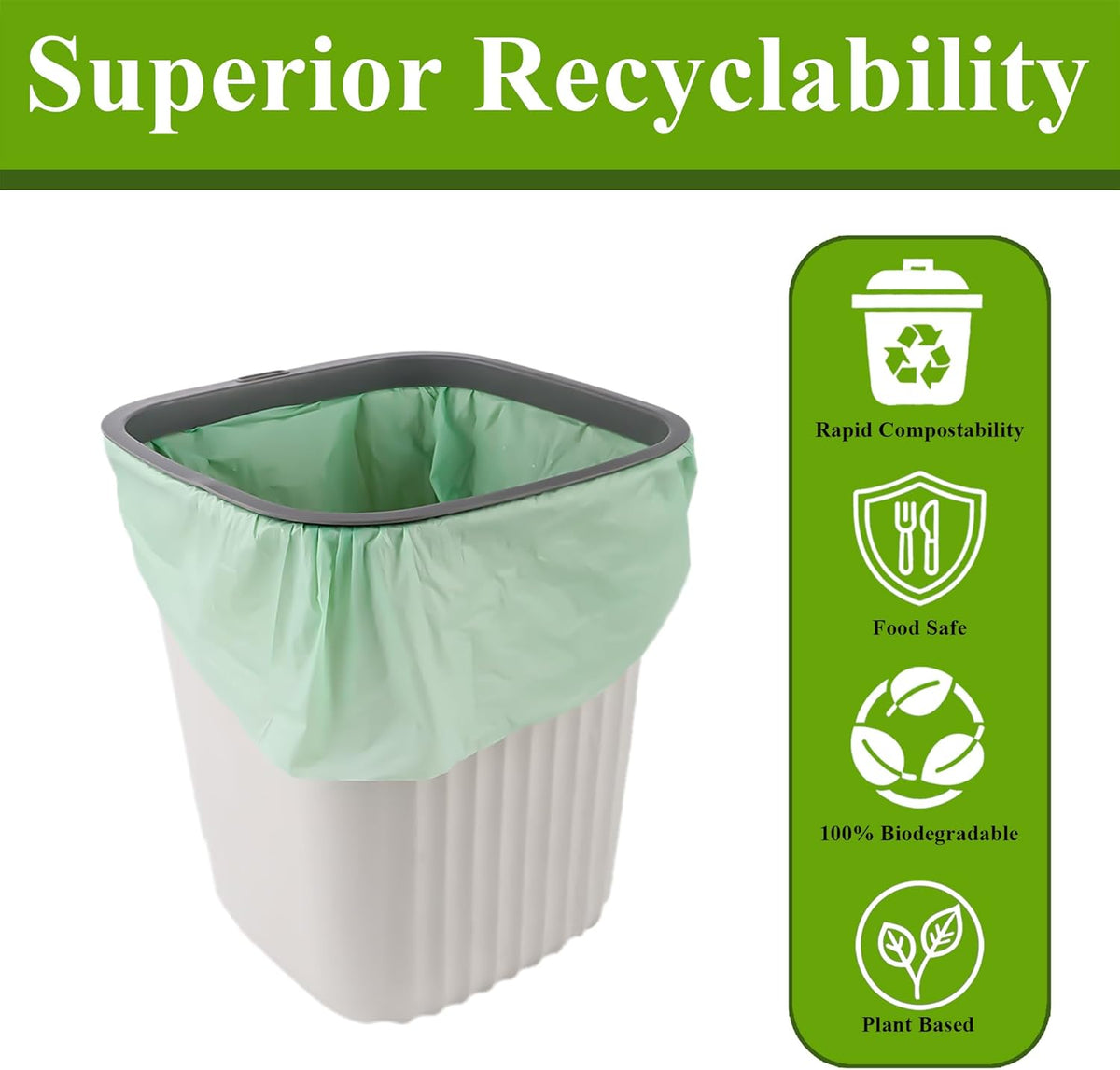 C Crystal Lemon 50 Count Biodegradable Kitchen Food Waste Bags - 6 Gallon Scraps Bags - Heavy Duty