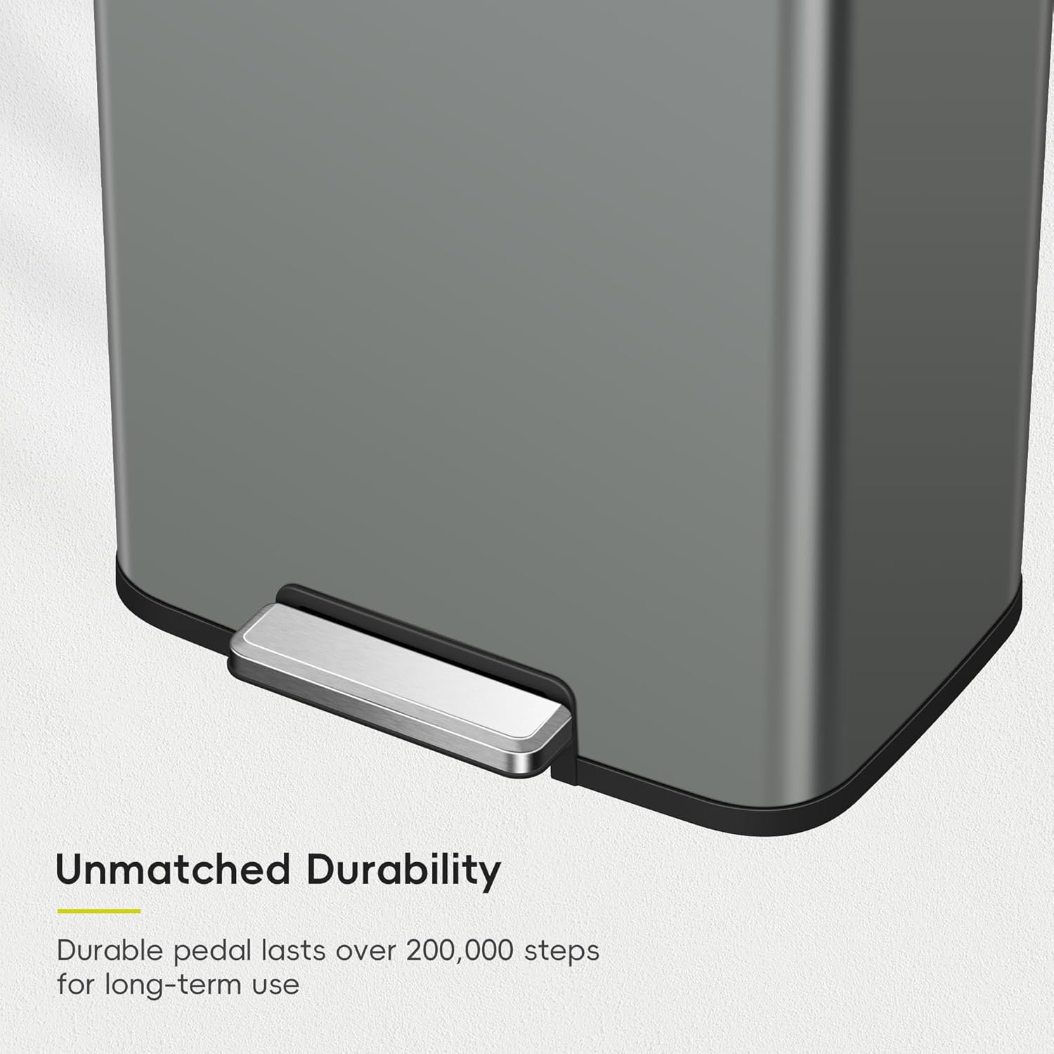 EKO Madison Nardo Grey Stainless Steel 50 Liter/13.2 Gallon Step Trash Can with Inner Liner