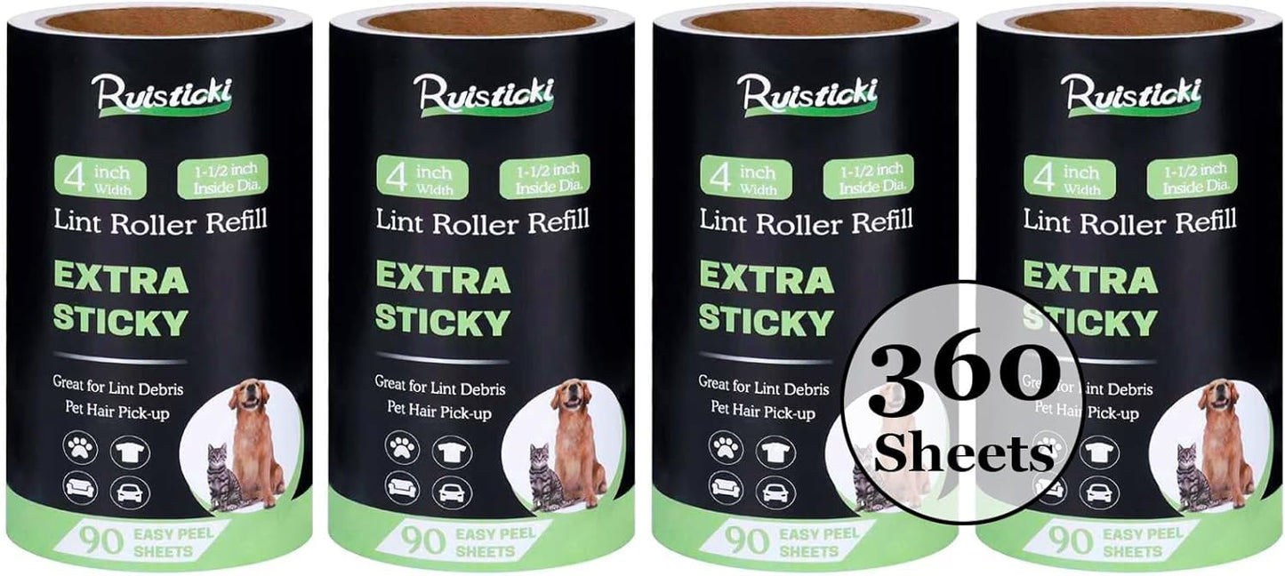 4 inch Lint Roller Refills for Amazon IKEA Evercare and Others, Extra Sticky Lint Remover Roller
