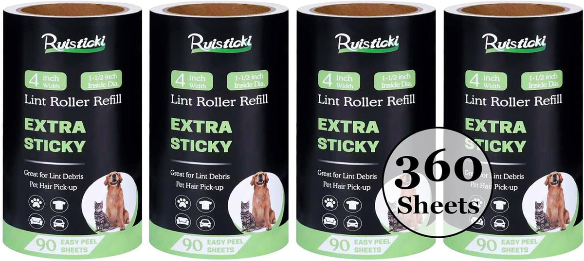 4 inch Lint Roller Refills for Amazon IKEA Evercare and Others, Extra Sticky Lint Remover Roller