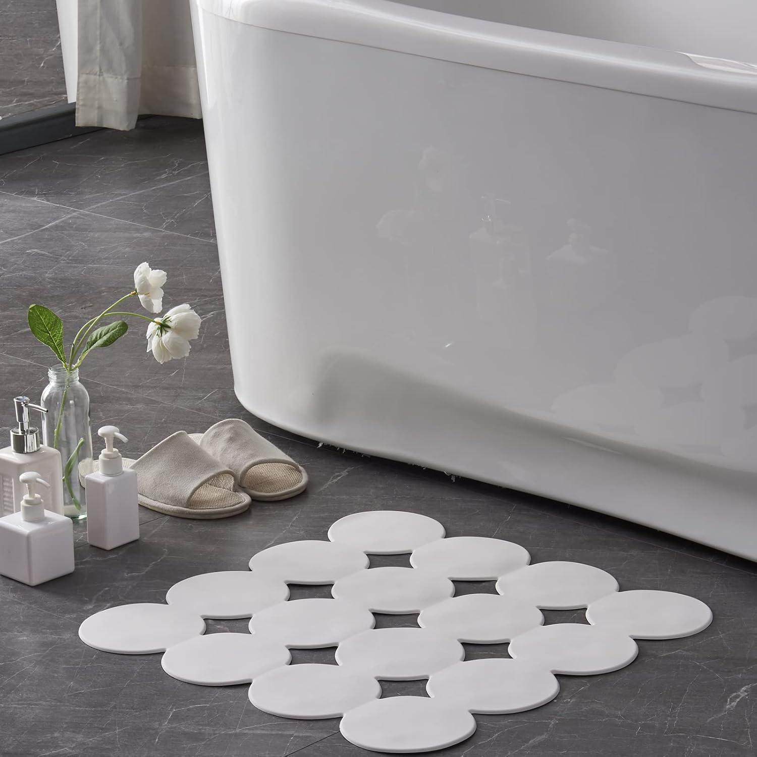 Square Shower Mat Nonslip - Rubber Bathtub Mat with Suction Cups for Inside Shower Bathroom Floor