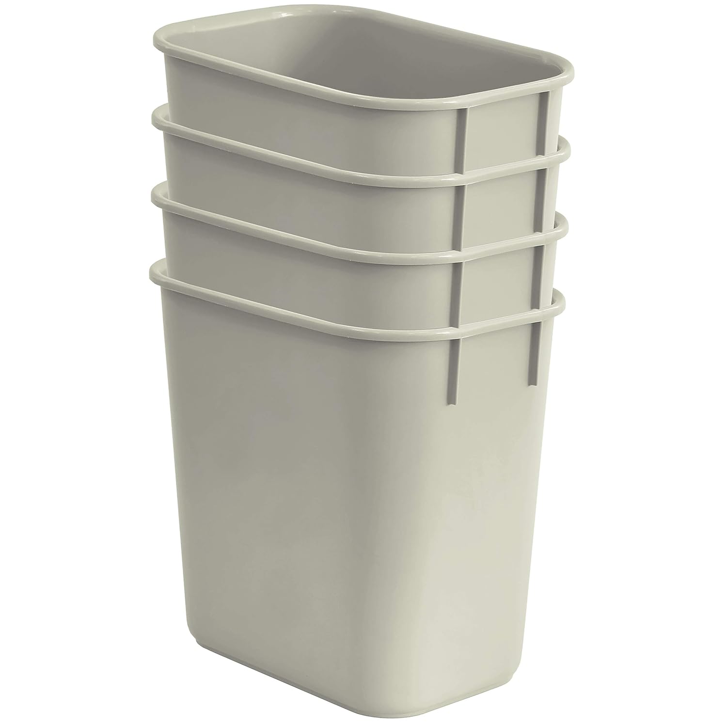 Acrimet Wastebasket, Deskside Bin, 3.25 Gallon/13 Quart/ 12 Liter (Plastic) (Light Gray Color) (Set