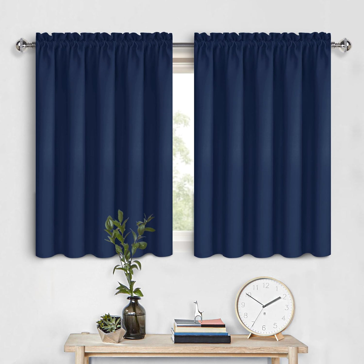 DWCN Short Curtains for Bathroom Windows 36 inches Length 2 Panels Set, Half Window Blackout