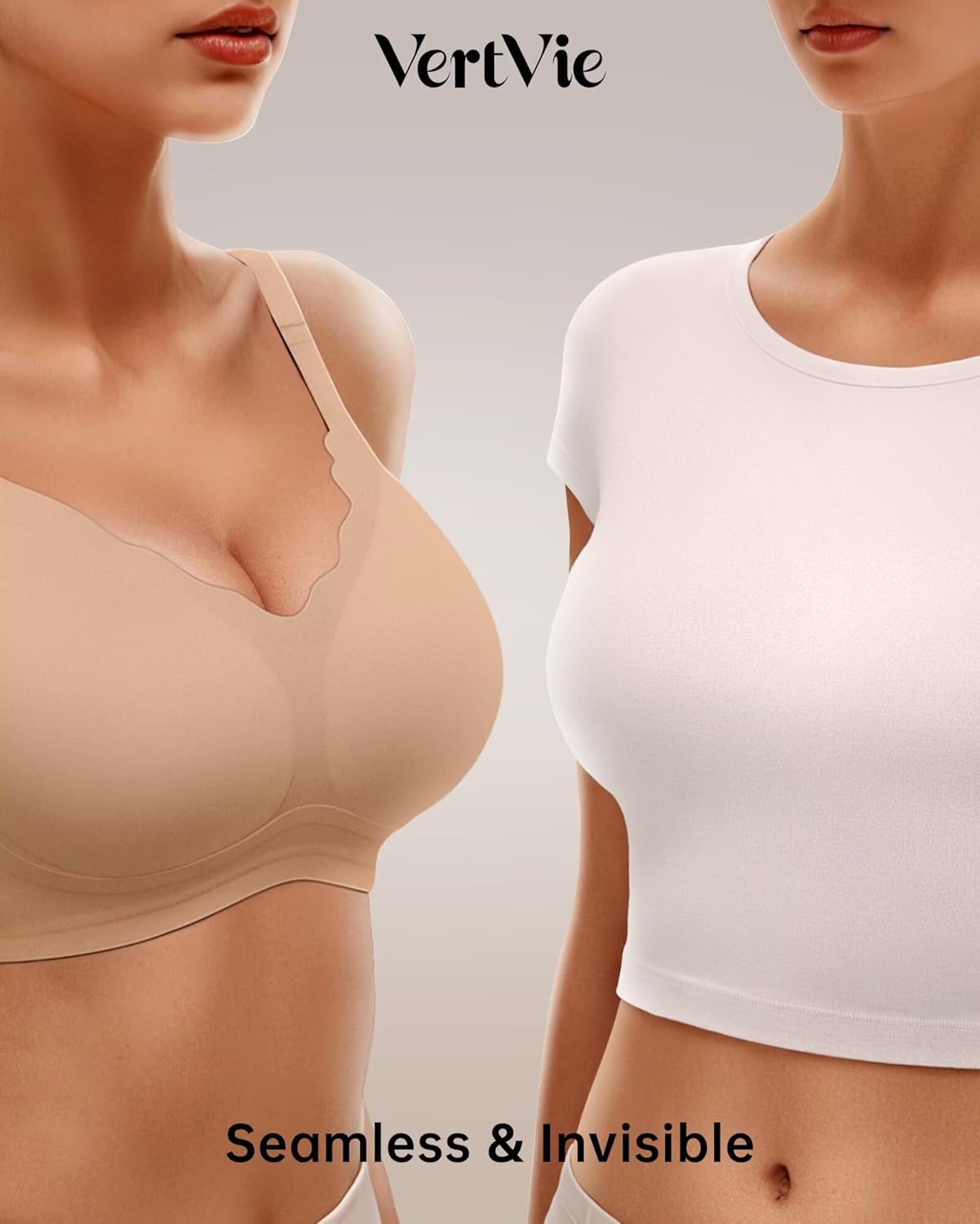 Vertvie Womens Seamless Bras No Underwire Supportive Wireless Push Up Full Coverage Bralette