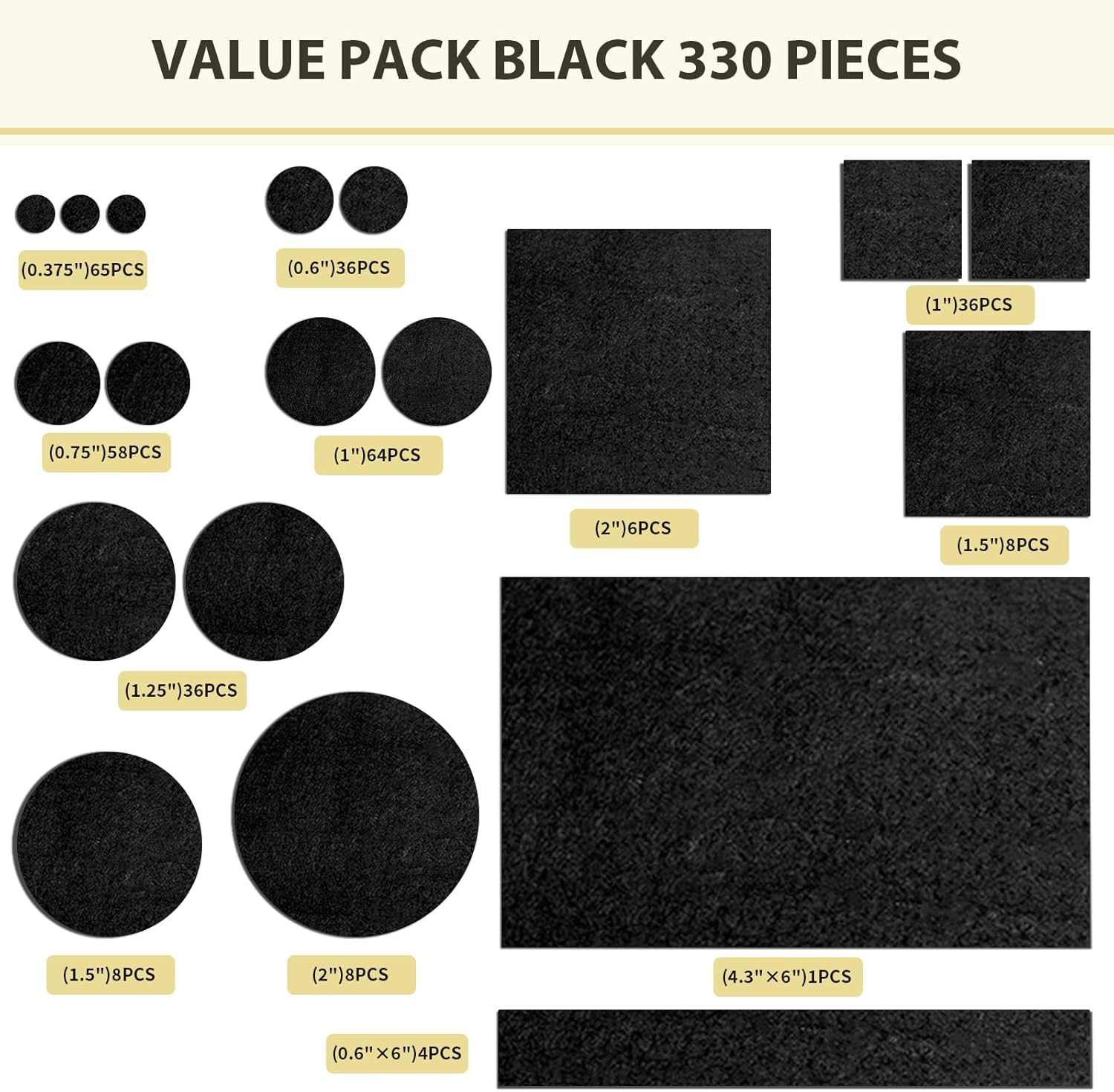 Ezprotekt 330 Pcs Felt Furniture Pads for Hardwoods Floors, Self Adhesive Cuttable Chair Felt Pads