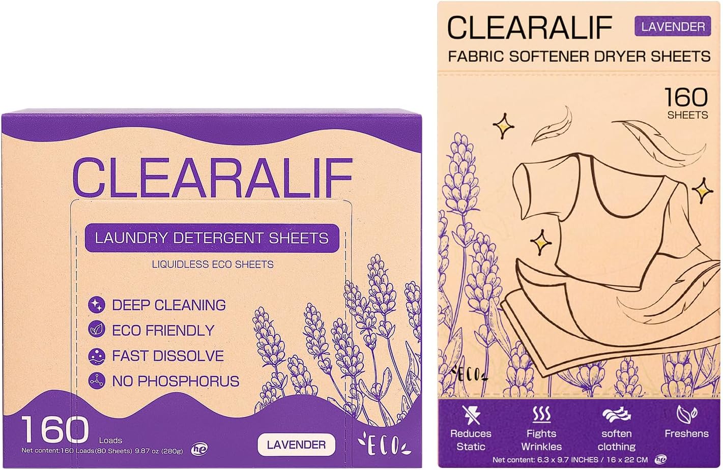 CLEARALIF All in One Laundry Detergent Sheets Kit, Lavender Scent, 160 Loads Laundry Sheets + 160