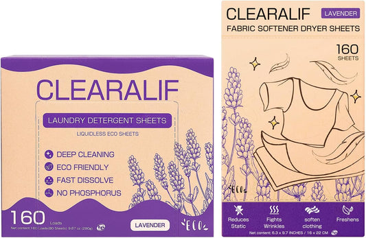 CLEARALIF All in One Laundry Detergent Sheets Kit, Lavender Scent, 160 Loads Laundry Sheets + 160